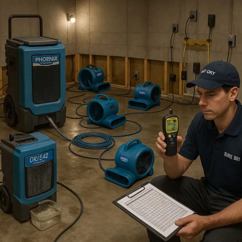 Structural Drying and Dehumidification process in Rockwell, IA